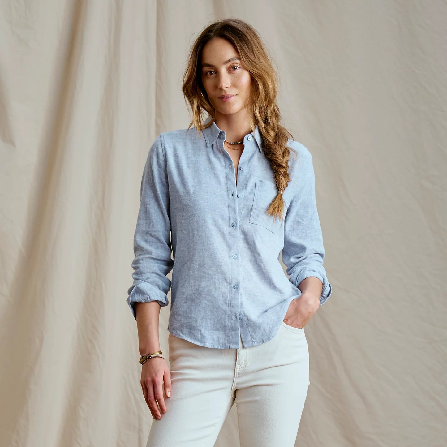 DUSTY BLUE CHAMBRAY,XS