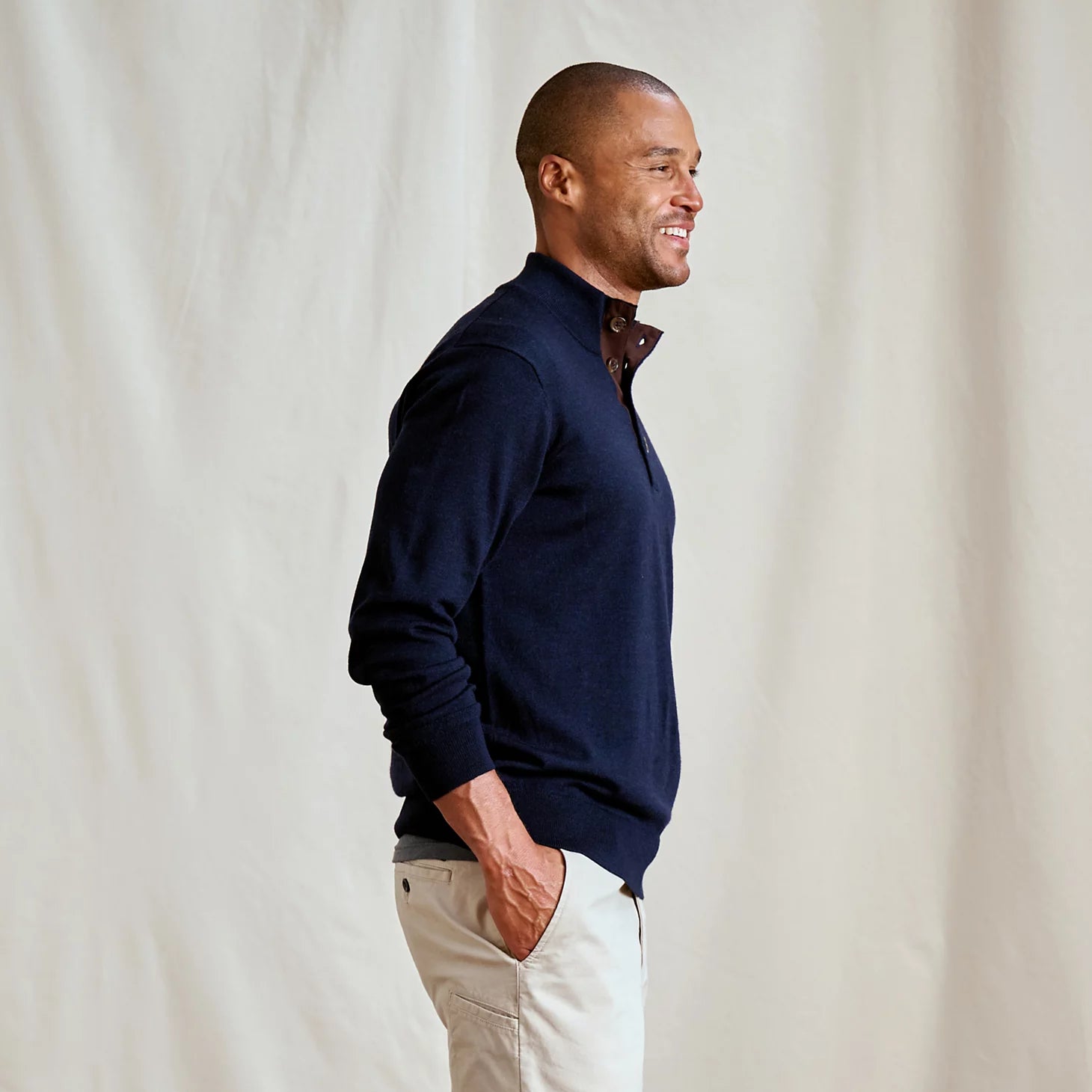 Merino Button Mockneck Sweater / Orvis