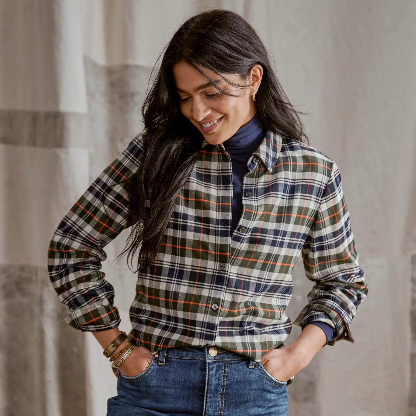 PINE/NAVY PLAID,XS