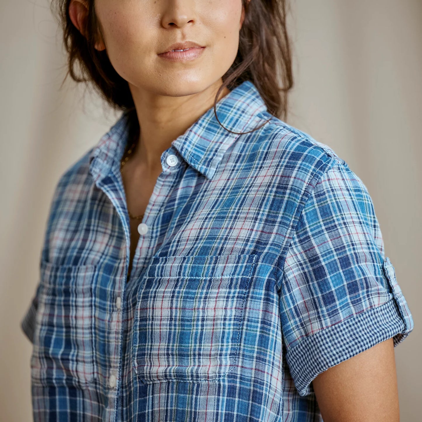 Plaid Gauze Short-Sleeve Camp Shirt / Orvis