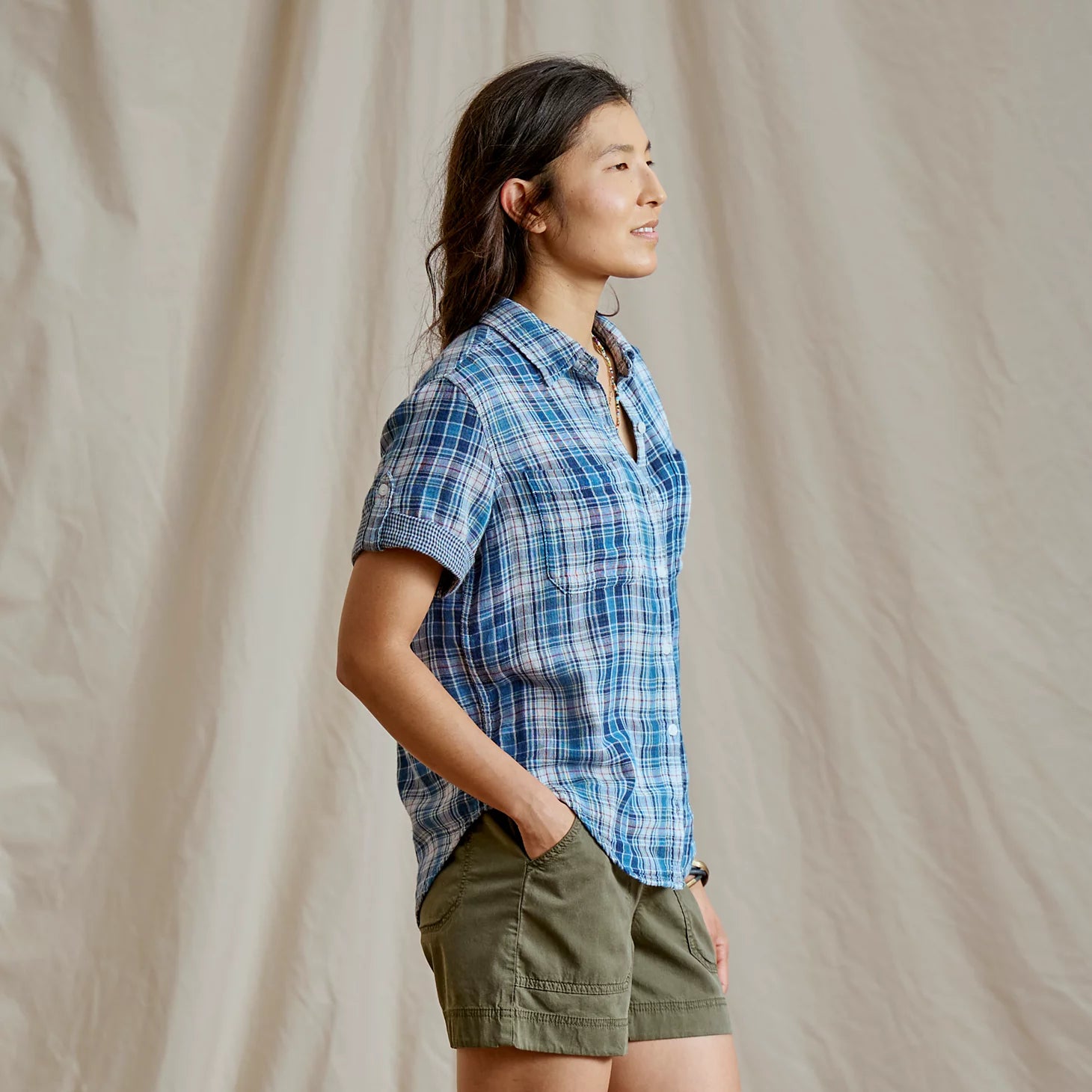 Plaid Gauze Short-Sleeve Camp Shirt / Orvis
