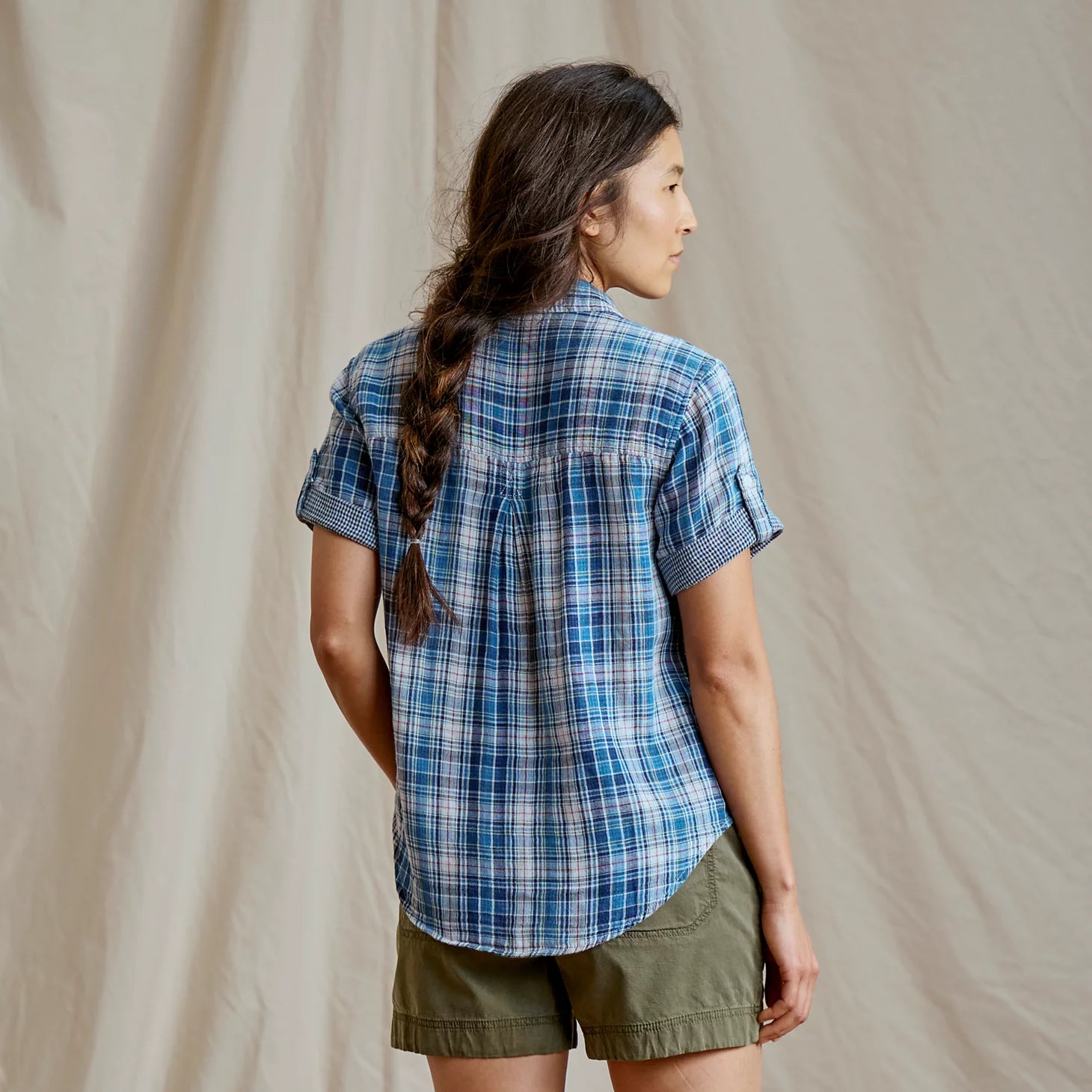 Plaid Gauze Short-Sleeve Camp Shirt / Orvis