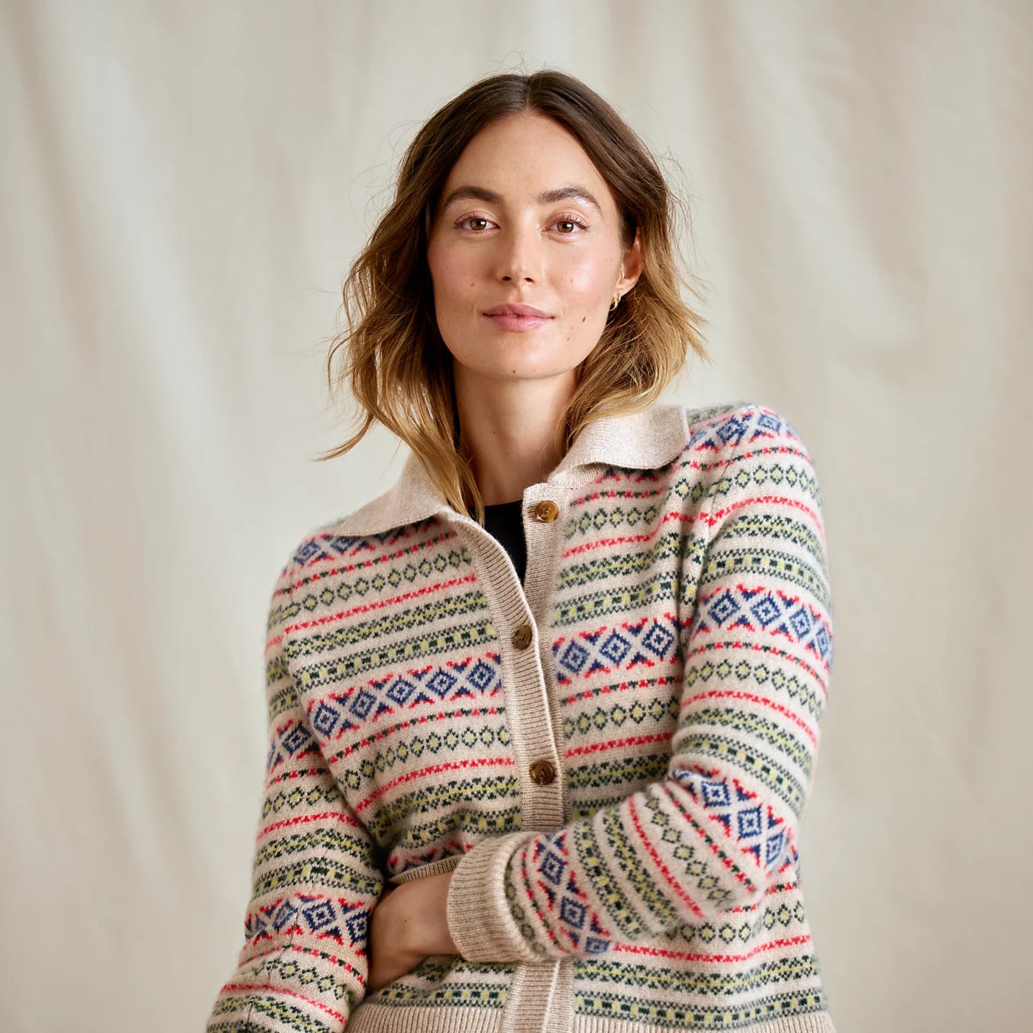 Fair Isle Patterned Brushed Cashmere Cardigan / Orvis