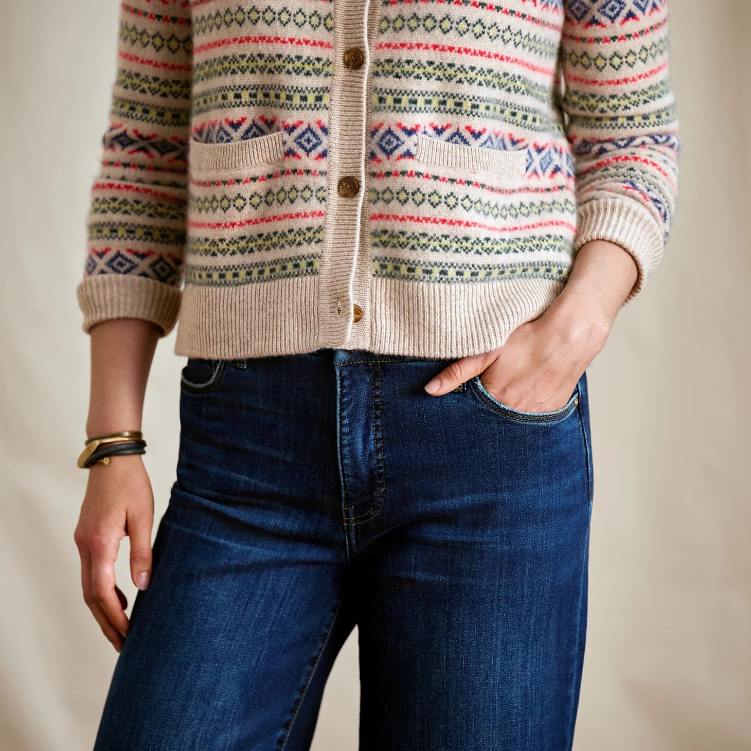 Fair Isle Patterned Brushed Cashmere Cardigan / Orvis