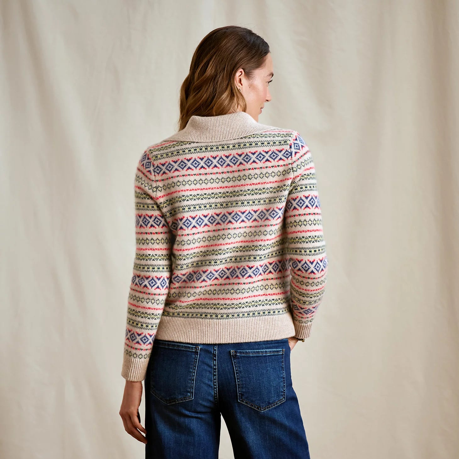 Fair Isle Patterned Brushed Cashmere Cardigan / Orvis
