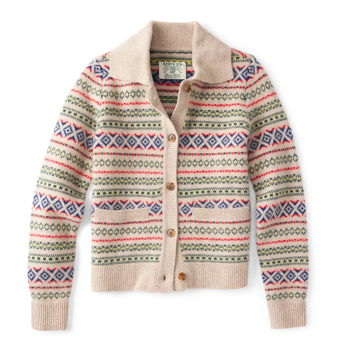 Fair Isle Patterned Brushed Cashmere Cardigan / Orvis