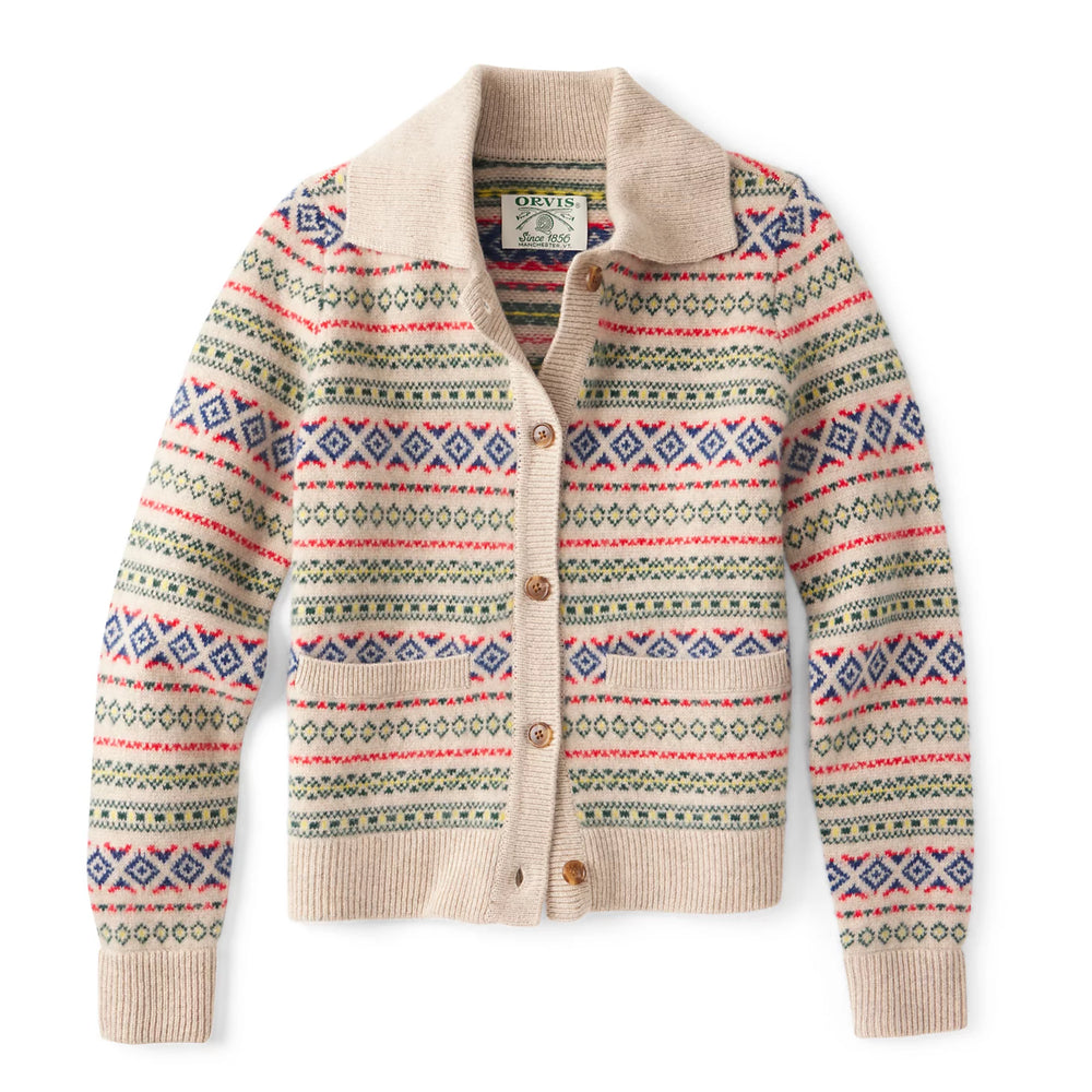 Fair Isle Patterned Brushed Cashmere Cardigan / Orvis