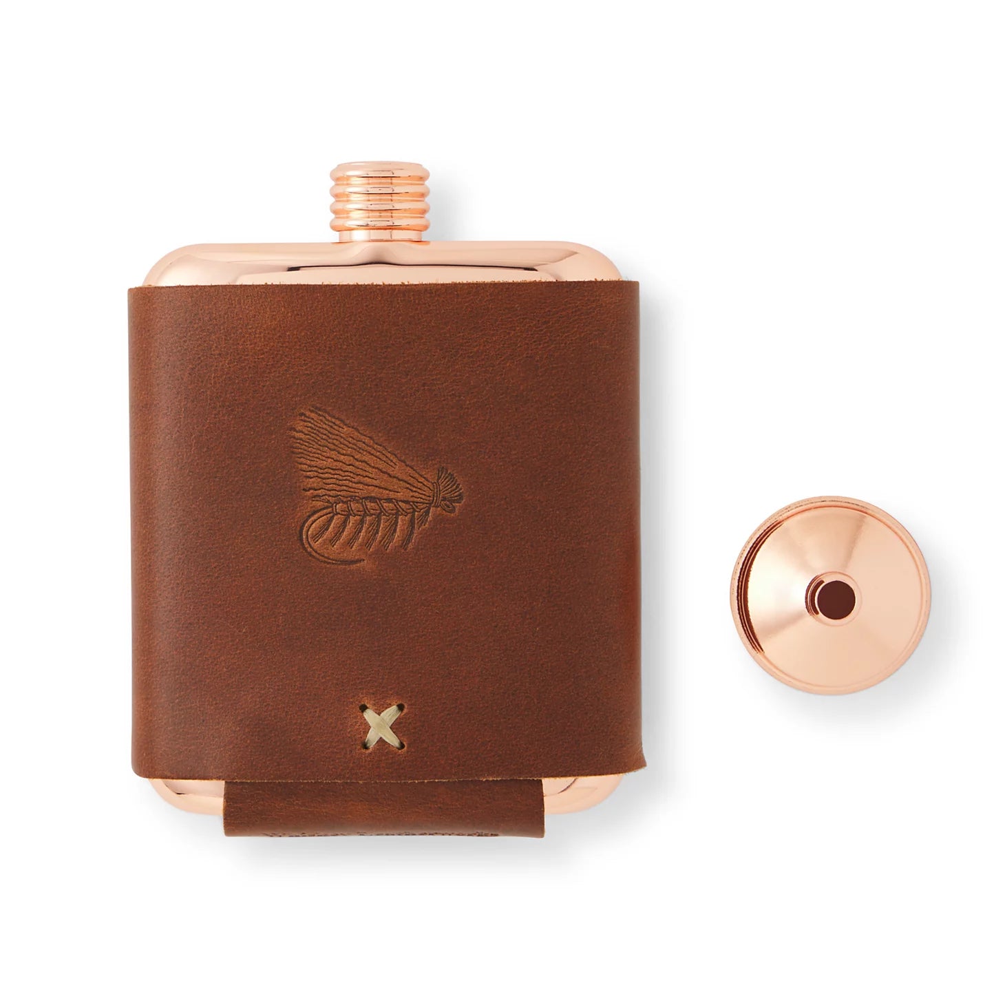 Whiskey Leatherworks Personalized Copper Flask / Orvis